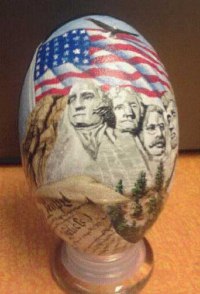 "Land Of The Free" - An Emu egg painted by Mike Jorgenson