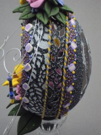 "Summer's Floral Bouquet" - A decorated Emu egg handmade by Laura J. Schiller