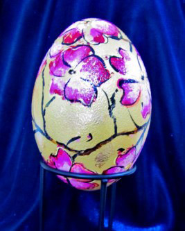 "Spring Cherry Blossoms" - An Emu egg hand painted by Shari Massey