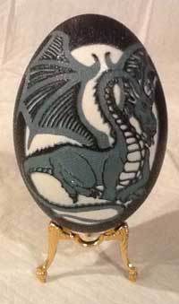 "The Dragon's Egg" - An Emu egg carved by Andrea Vigneault