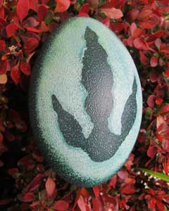 "Emu Footprint" - An Emu egg carved by Katy Wilson